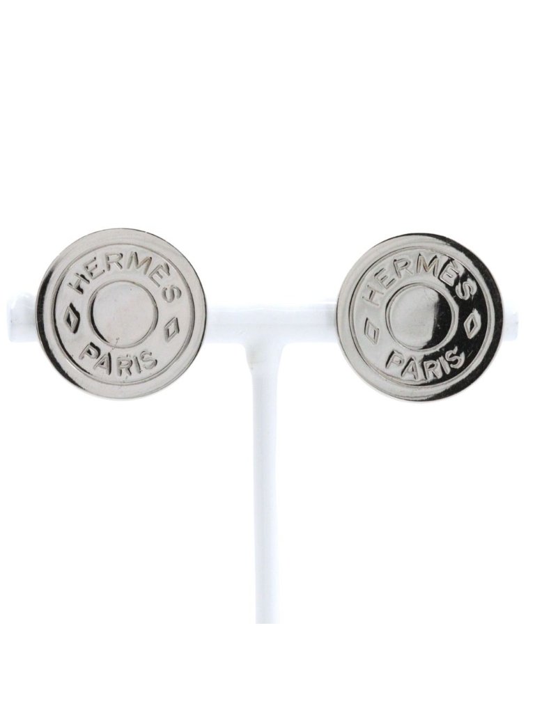 Hermes Series Metal Silver Earrings